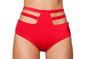 SH3321 - Solid High-Waisted Strapped Shorts