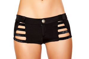 SH3326 - Shorts with Shiny Straps and Button Front Detail
