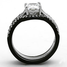 Cargar imagen en el visor de la galería, TK1343 - Two-Tone IP Black Stainless Steel Ring with AAA Grade CZ  in Clear