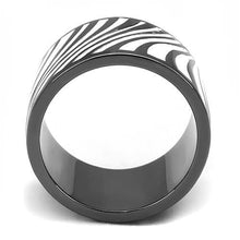 Load image into Gallery viewer, TK3171 - IP Light Black  (IP Gun) Stainless Steel Ring with Epoxy  in White