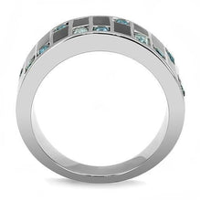 Load image into Gallery viewer, TK3175 - High polished (no plating) Stainless Steel Ring with Synthetic Synthetic Glass in Sea Blue