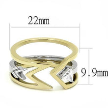 Cargar imagen en el visor de la galería, TK3183 - Two-Tone IP Gold (Ion Plating) Stainless Steel Ring with AAA Grade CZ  in Clear