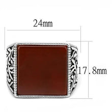 Cargar imagen en el visor de la galería, TK3189 - High polished (no plating) Stainless Steel Ring with Semi-Precious Agate in Siam