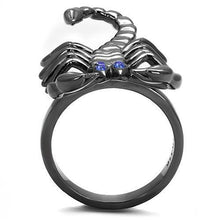 Load image into Gallery viewer, TK3205 - IP Light Black  (IP Gun) Stainless Steel Ring with Top Grade Crystal  in Sapphire
