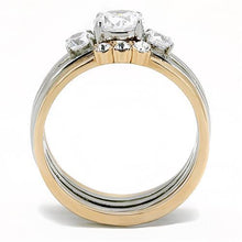 Cargar imagen en el visor de la galería, TK3212 - Two-Tone IP Rose Gold Stainless Steel Ring with AAA Grade CZ  in Clear
