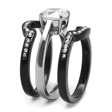 Load image into Gallery viewer, TK3214 - Two-Tone IP Black (Ion Plating) Stainless Steel Ring with AAA Grade CZ  in Clear