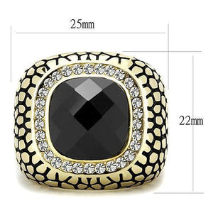 TK3221 - IP Gold(Ion Plating) Stainless Steel Ring with Synthetic Synthetic Glass in Jet