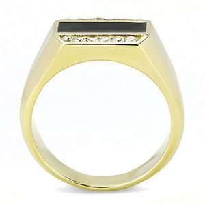 TK3222 - IP Gold(Ion Plating) Stainless Steel Ring with AAA Grade CZ  in Clear
