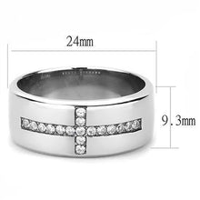 Load image into Gallery viewer, TK3225 - High polished (no plating) Stainless Steel Ring with AAA Grade CZ  in Clear