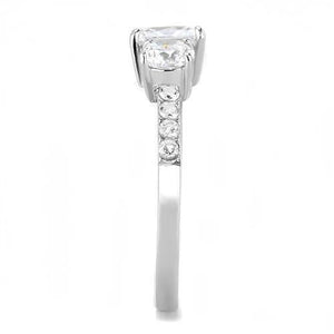 TK3246 - High polished (no plating) Stainless Steel Ring with AAA Grade CZ  in Clear