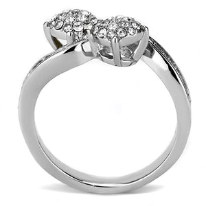 TK3255 - High polished (no plating) Stainless Steel Ring with Top Grade Crystal  in Clear
