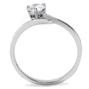 TK3257 - High polished (no plating) Stainless Steel Ring with AAA Grade CZ  in Clear