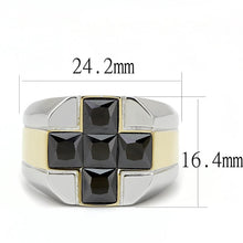 Cargar imagen en el visor de la galería, TK3271 - Two-Tone IP Gold (Ion Plating) Stainless Steel Ring with AAA Grade CZ  in Black Diamond