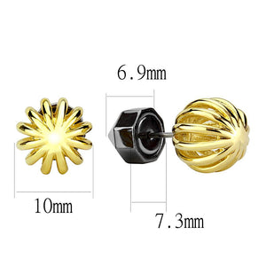TK3298 - IP Gold+ IP Black (Ion Plating) Stainless Steel Earrings with No Stone