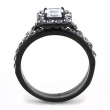 Cargar imagen en el visor de la galería, TK3458 - IP Black(Ion Plating) Stainless Steel Ring with AAA Grade CZ  in Clear
