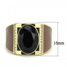 Load image into Gallery viewer, TK3465 - IP Gold(Ion Plating) Stainless Steel Ring with Synthetic Onyx in Jet