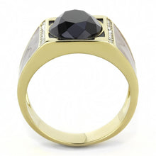 Load image into Gallery viewer, TK3465 - IP Gold(Ion Plating) Stainless Steel Ring with Synthetic Onyx in Jet