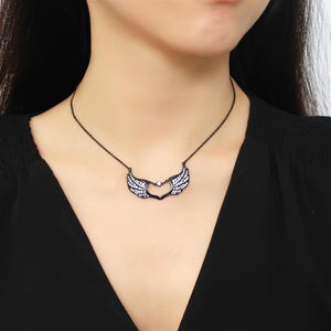 TK3496 - IP Black(Ion Plating) Stainless Steel Necklace with Top Grade Crystal  in Clear