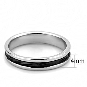 TK3502 - Two-Tone IP Black (Ion Plating) Stainless Steel Ring with No Stone