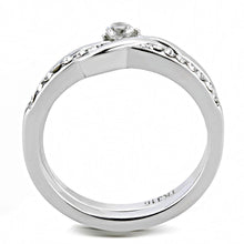 Cargar imagen en el visor de la galería, TK3508 - High polished (no plating) Stainless Steel Ring with AAA Grade CZ  in Clear