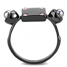 Cargar imagen en el visor de la galería, TK3513 - IP Light Black  (IP Gun) Stainless Steel Ring with Synthetic Pearl in Gray