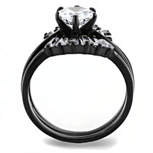 Cargar imagen en el visor de la galería, TK3514 - IP Black(Ion Plating) Stainless Steel Ring with AAA Grade CZ  in Clear