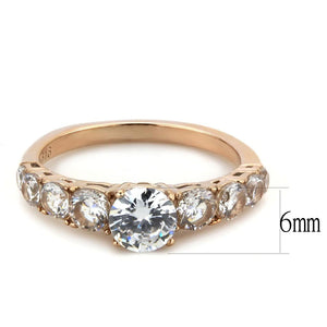 TK3516 - IP Rose Gold(Ion Plating) Stainless Steel Ring with AAA Grade CZ  in Clear