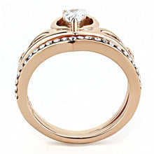 Cargar imagen en el visor de la galería, TK3518 - IP Rose Gold(Ion Plating) Stainless Steel Ring with AAA Grade CZ  in Clear