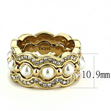 Load image into Gallery viewer, TK3520 - IP Gold(Ion Plating) Stainless Steel Ring with Synthetic Pearl in White