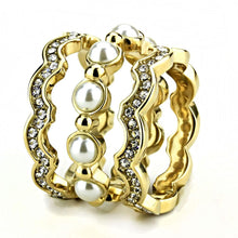 Load image into Gallery viewer, TK3520 - IP Gold(Ion Plating) Stainless Steel Ring with Synthetic Pearl in White
