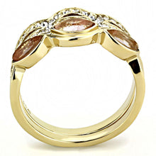Load image into Gallery viewer, TK3521 - IP Gold(Ion Plating) Stainless Steel Ring with Synthetic Synthetic Glass in Light Peach