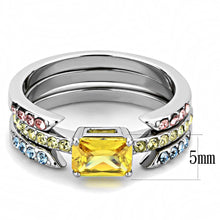 Load image into Gallery viewer, TK3526 - High polished (no plating) Stainless Steel Ring with AAA Grade CZ  in Topaz