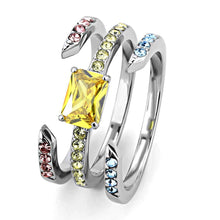 Load image into Gallery viewer, TK3526 - High polished (no plating) Stainless Steel Ring with AAA Grade CZ  in Topaz