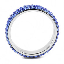 Cargar imagen en el visor de la galería, TK3539 - High polished (no plating) Stainless Steel Ring with Top Grade Crystal  in Sapphire