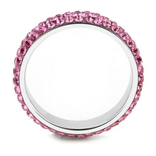 Cargar imagen en el visor de la galería, TK3542 - High polished (no plating) Stainless Steel Ring with Top Grade Crystal  in Rose