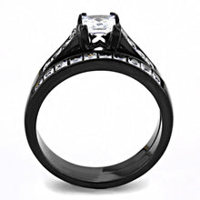 Load image into Gallery viewer, TK3555 - IP Black(Ion Plating) Stainless Steel Ring with AAA Grade CZ  in Clear