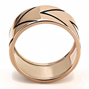 TK3563 - IP Rose Gold(Ion Plating) Stainless Steel Ring with Epoxy  in Jet