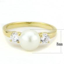 Load image into Gallery viewer, TK3567 - IP Gold(Ion Plating) Stainless Steel Ring with Synthetic Pearl in White