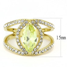 Load image into Gallery viewer, TK3578 - IP Gold(Ion Plating) Stainless Steel Ring with AAA Grade CZ  in Apple Green color