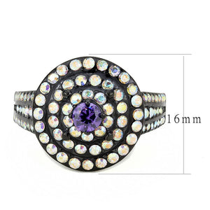 TK3580 - IP Black(Ion Plating) Stainless Steel Ring with Assorted  in Multi Color