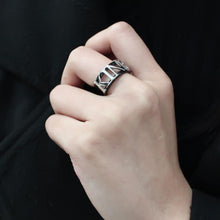 Cargar imagen en el visor de la galería, TK3583 - Two-Tone IP Black (Ion Plating) Stainless Steel Ring with No Stone