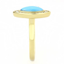 Cargar imagen en el visor de la galería, TK3592 - IP Gold(Ion Plating) Stainless Steel Ring with Synthetic Turquoise in Turquoise