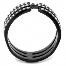 Cargar imagen en el visor de la galería, TK3594 - IP Black(Ion Plating) Stainless Steel Ring with Top Grade Crystal  in Clear