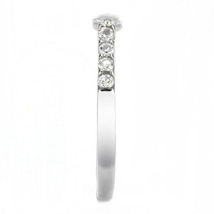 TK3607 - No Plating Stainless Steel Ring with AAA Grade CZ  in Clear