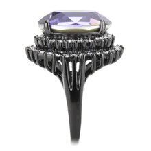 Cargar imagen en el visor de la galería, TK3687 - IP Black(Ion Plating) Stainless Steel Ring with Top Grade Crystal  in Tanzanite