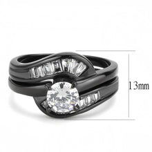 Load image into Gallery viewer, TK3693 - IP Black(Ion Plating) Stainless Steel Ring with AAA Grade CZ  in Clear