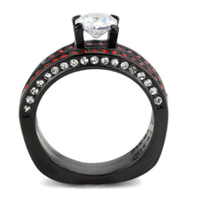Cargar imagen en el visor de la galería, TK3695 - IP Black(Ion Plating) Stainless Steel Ring with AAA Grade CZ  in Clear