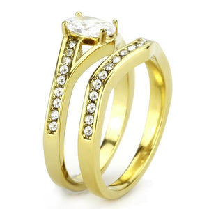 TK3706 - IP Gold(Ion Plating) Stainless Steel Ring with AAA Grade CZ  in Clear