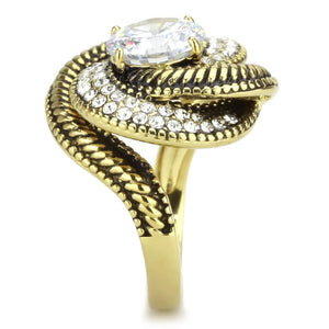 TK3714 - IP Gold(Ion Plating) Stainless Steel Ring with AAA Grade CZ  in Clear