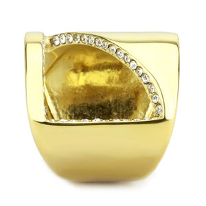 TK3715 - IP Gold(Ion Plating) Stainless Steel Ring with Top Grade Crystal  in Clear